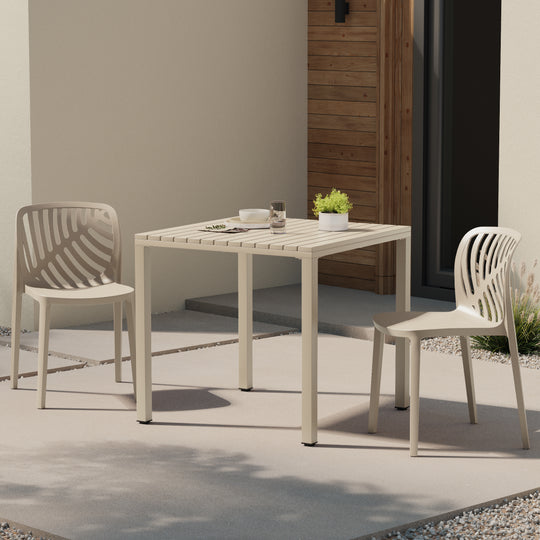 Playa Outdoor Modern Stackable Polypropylene Plastic Patio Bistro Dining Side Chairs (Set of 2)