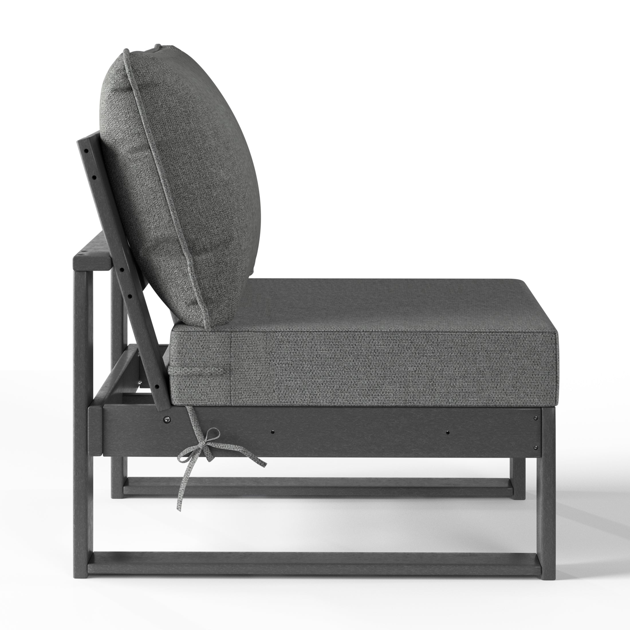 Montara Outdoor HDPE Sectional Armless Chair with Water-Proof Patio Cushions