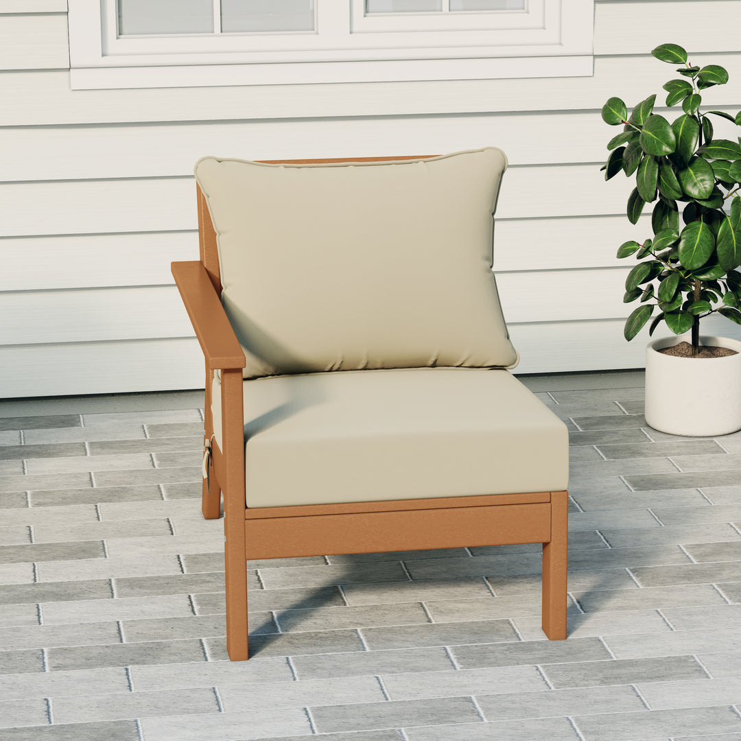 Avalon Outdoor Patio HDPE Left Arm Sectional Corner Club Chair with Patio Cushions