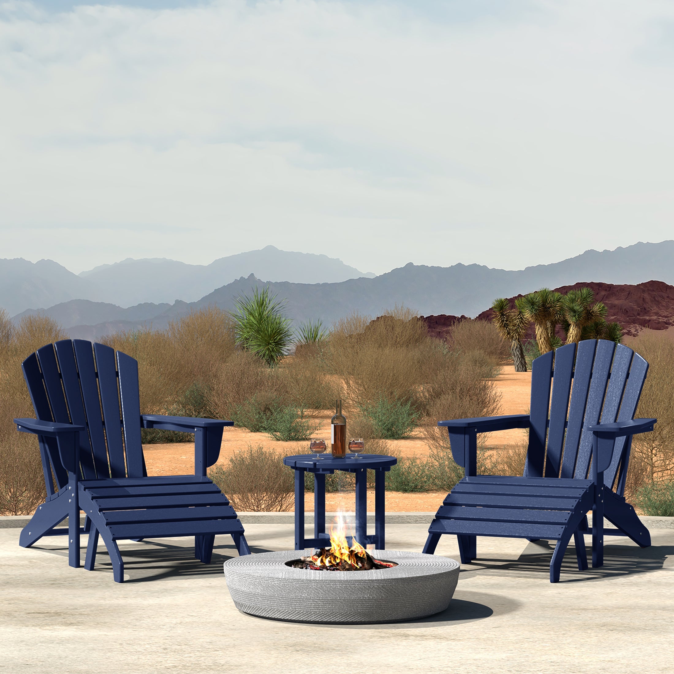 Dylan Outdoor Adirondack Chair With Ottoman And Side Table 5-Piece Set