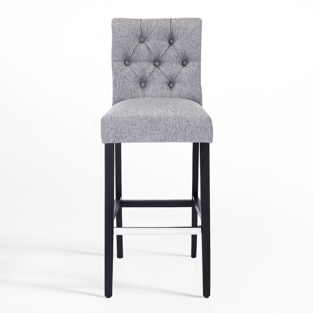 Hayes 29" Linen Fabric Tufted Bar Stool,Black