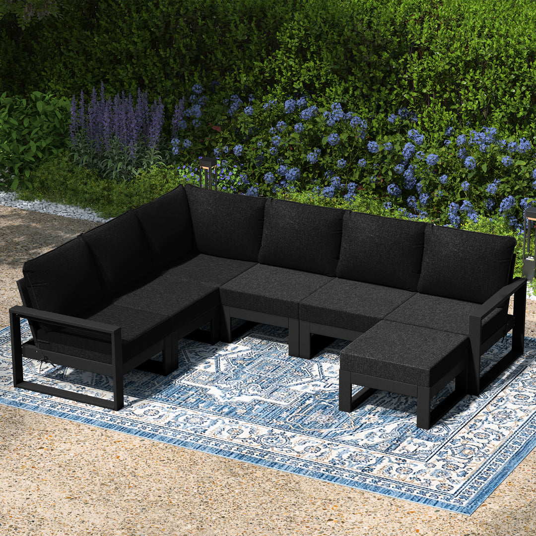 Montara 7-Piece Outdoor Modular L-Shaped Corner Patio Sectional Sofa Set