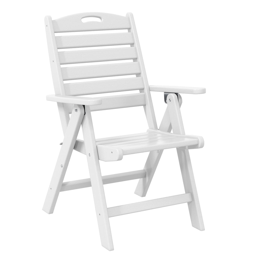 Malibu 5-Piece HDPE Square Patio Dining Table Set with Foldable Chairs