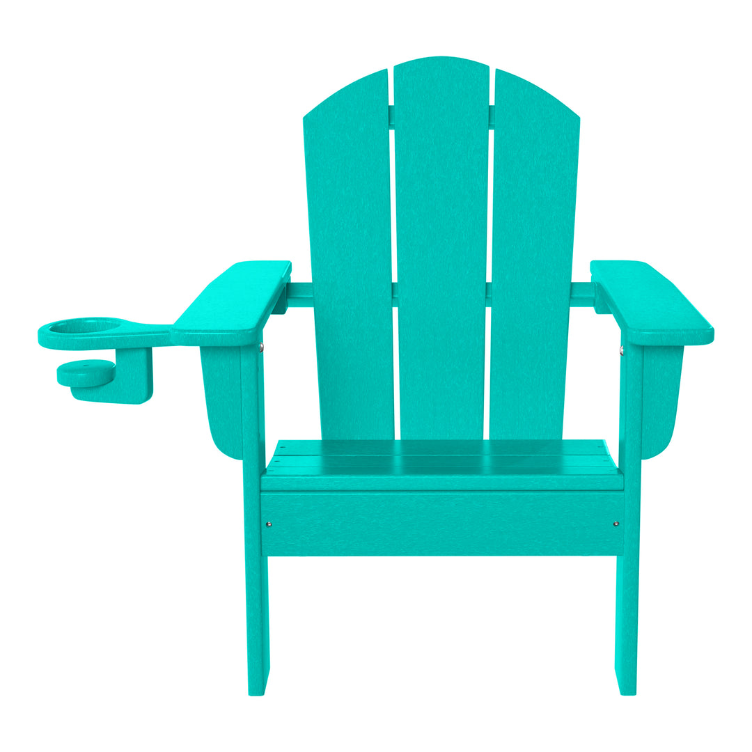 Malibu Kids Outdoor HDPE Plastic Adirondack Patio Chairs with Cup Holders (Set of 2)