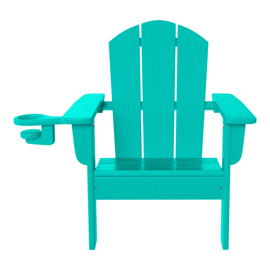 Malibu Kids Outdoor HDPE Plastic Adirondack Patio Chairs with Cup Holders (Set of 2)