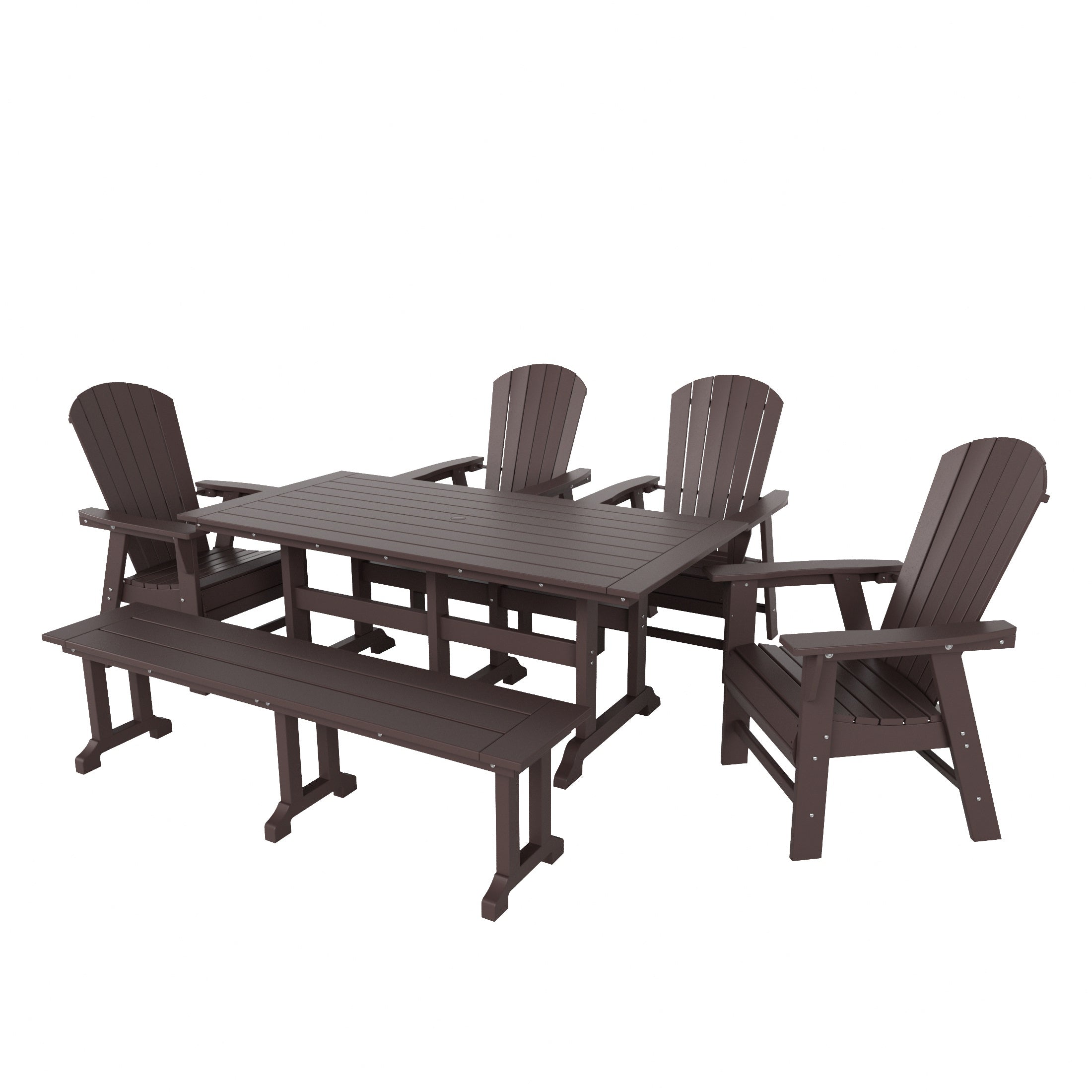 Dylan 6 Piece Outdoor Patio Dining Table and Armchair Dining Bench Set