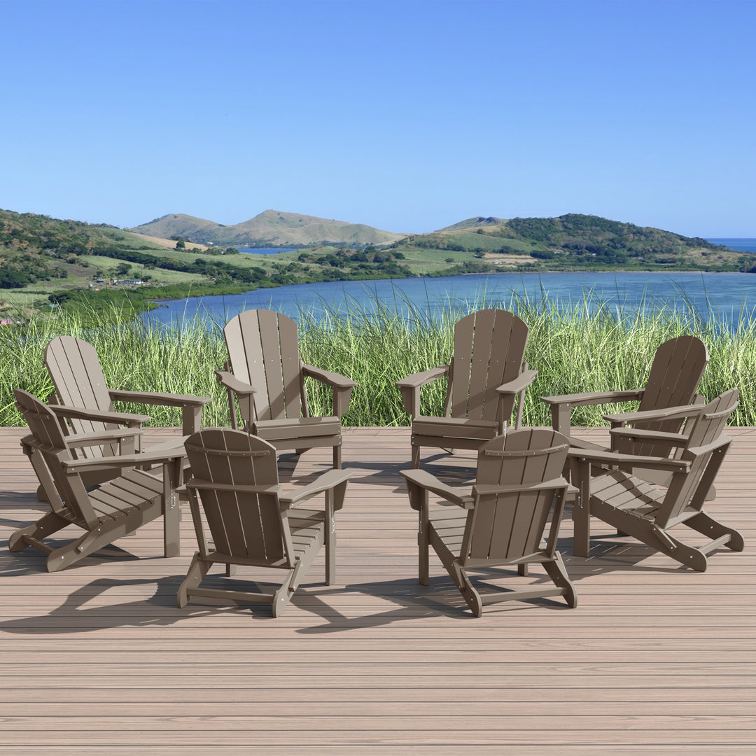 Malibu Outdoor Folding Poly Adirondack Chair (Set of 8)