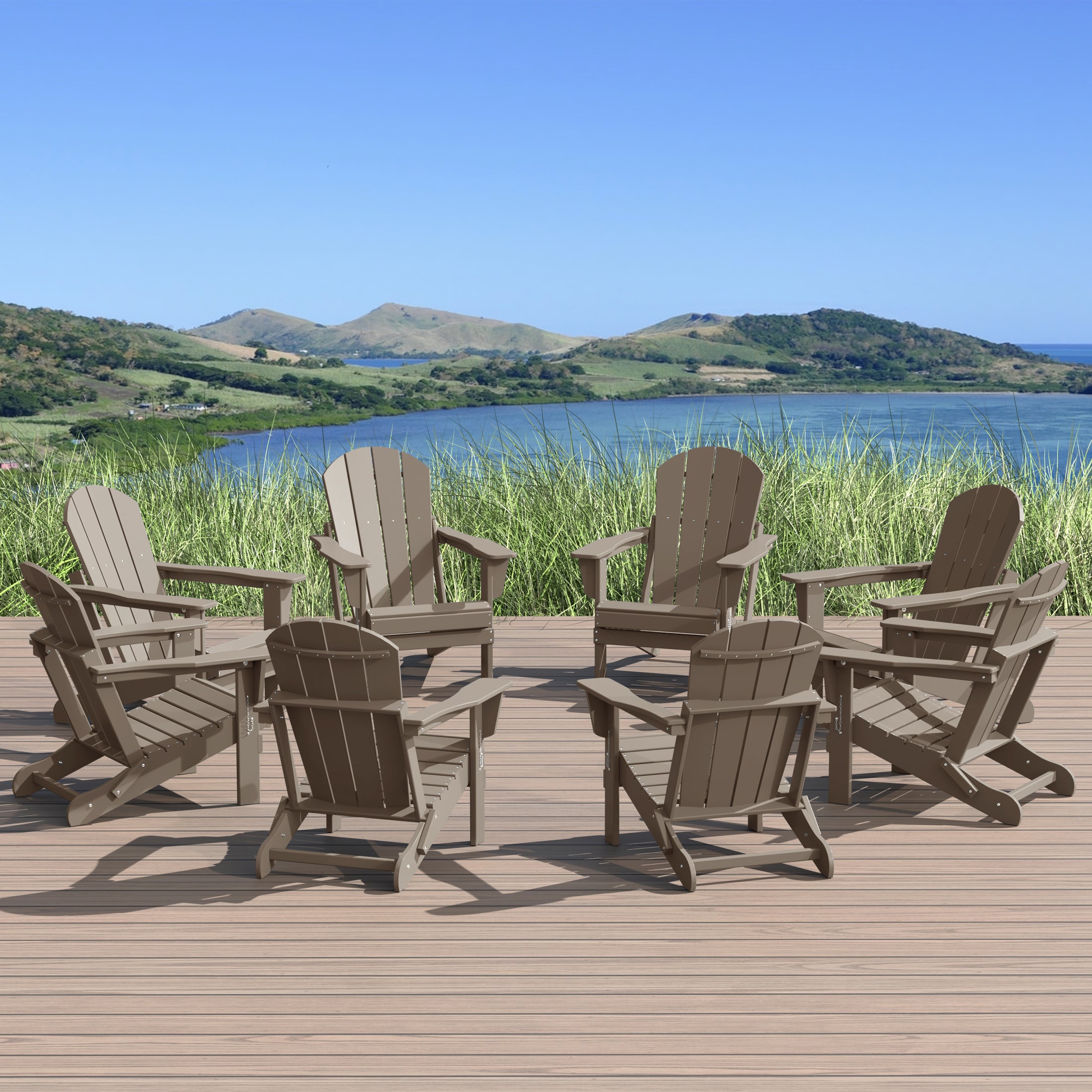 Malibu Outdoor Folding Poly Adirondack Chair (Set of 8)
