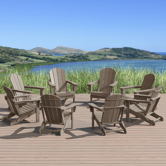 Malibu Outdoor Folding Poly Adirondack Chair (Set of 8)