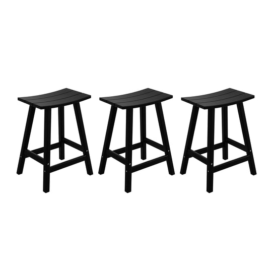 Malibu 24" HDPE Outdoor Patio Counter Height Bar Stools (Set of 3)