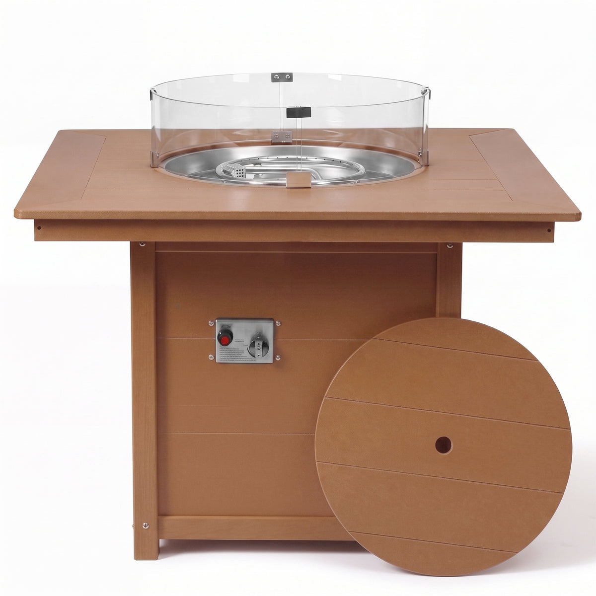 Helios Modern Outdoor Patio Propane 42" Square Fire Pit Table