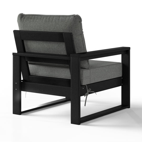 Outdoor HDPE Left Arm Sectional Patio Corner Club Chair with Patio Cushions