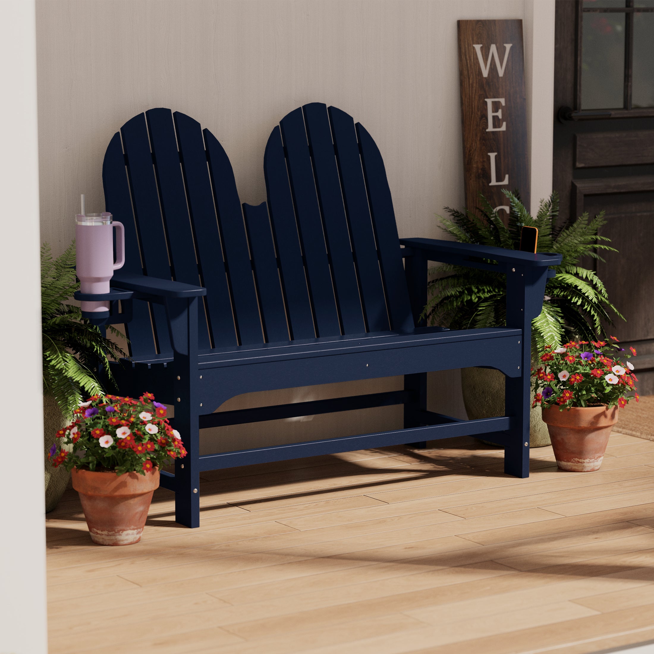 St. Augustine Outdoor Patio 49" HDPE Adirondack Garden Bench