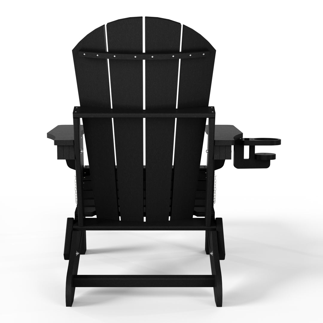 Malibu Folding Adjustable Adirondack Chair with Retractable Ottoman and Cup Holder (Set of 2)