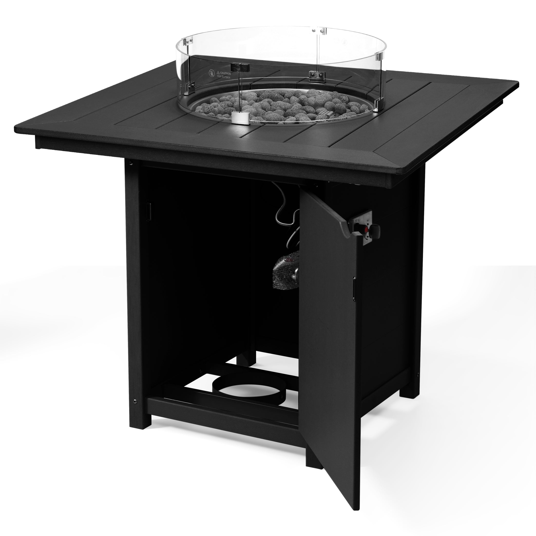 Helios 42" Modern Outdoor Patio Gas Propane Square Fire Pit Table