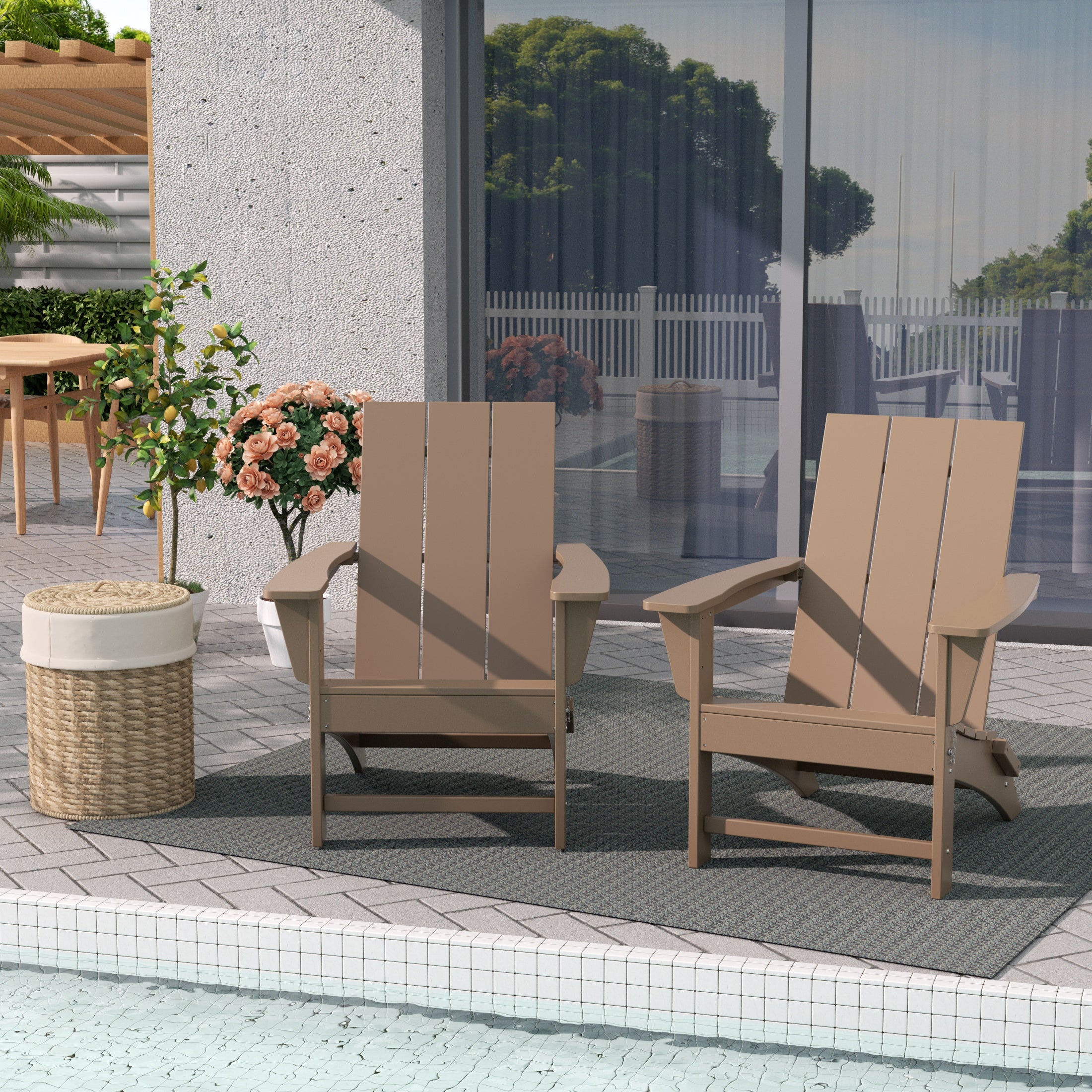 Ashore Modern Outdoor Folding Adirondack Chair (Set of 2