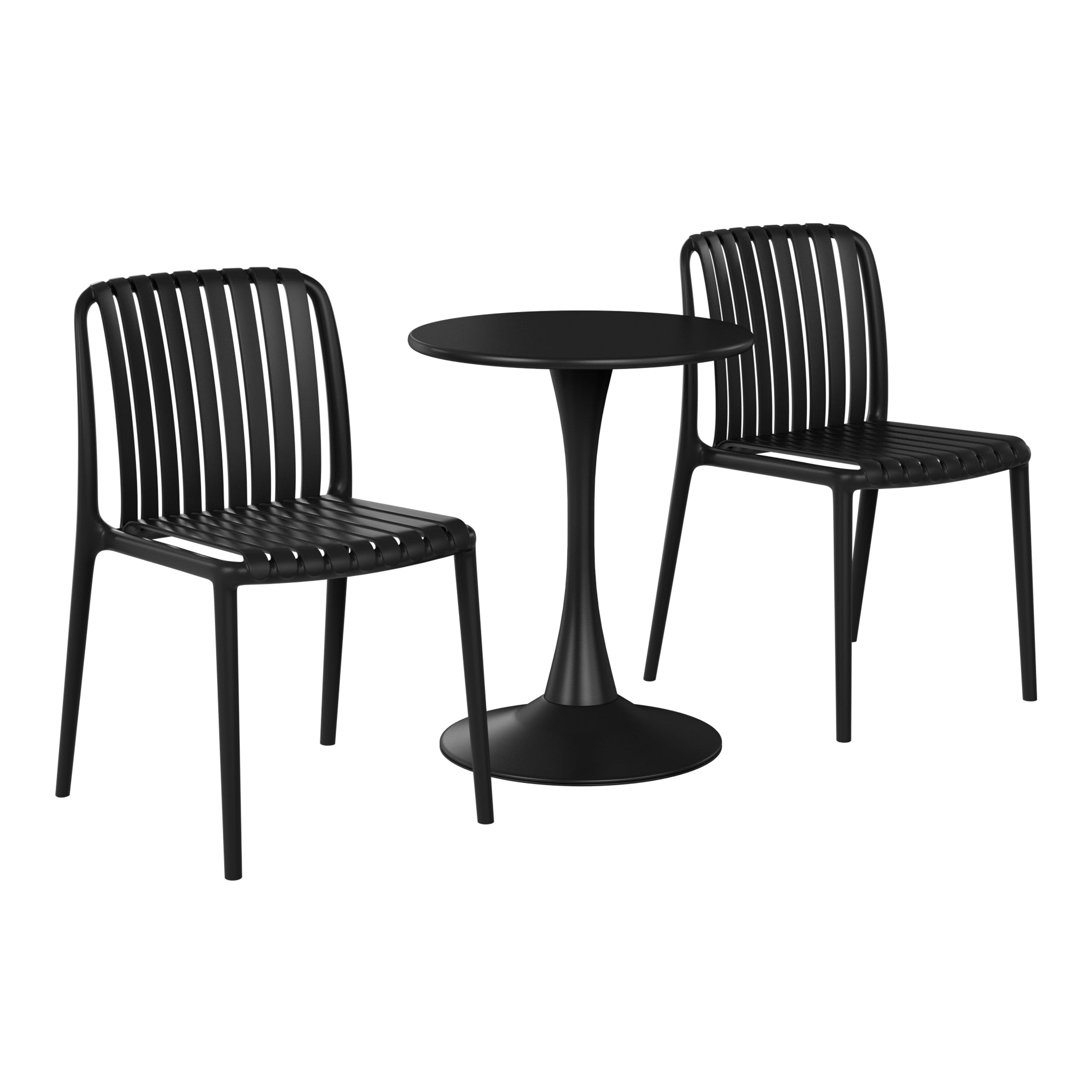 Playa 3-Piece Outdoor Metal Dining Table Set And Stackable Resin Patio Chairs