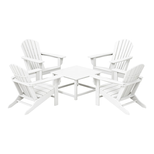 Dylan 5-Piece Outdoor Patio HDPE Adirondack Chair With Square Coffee Table Conversation Set