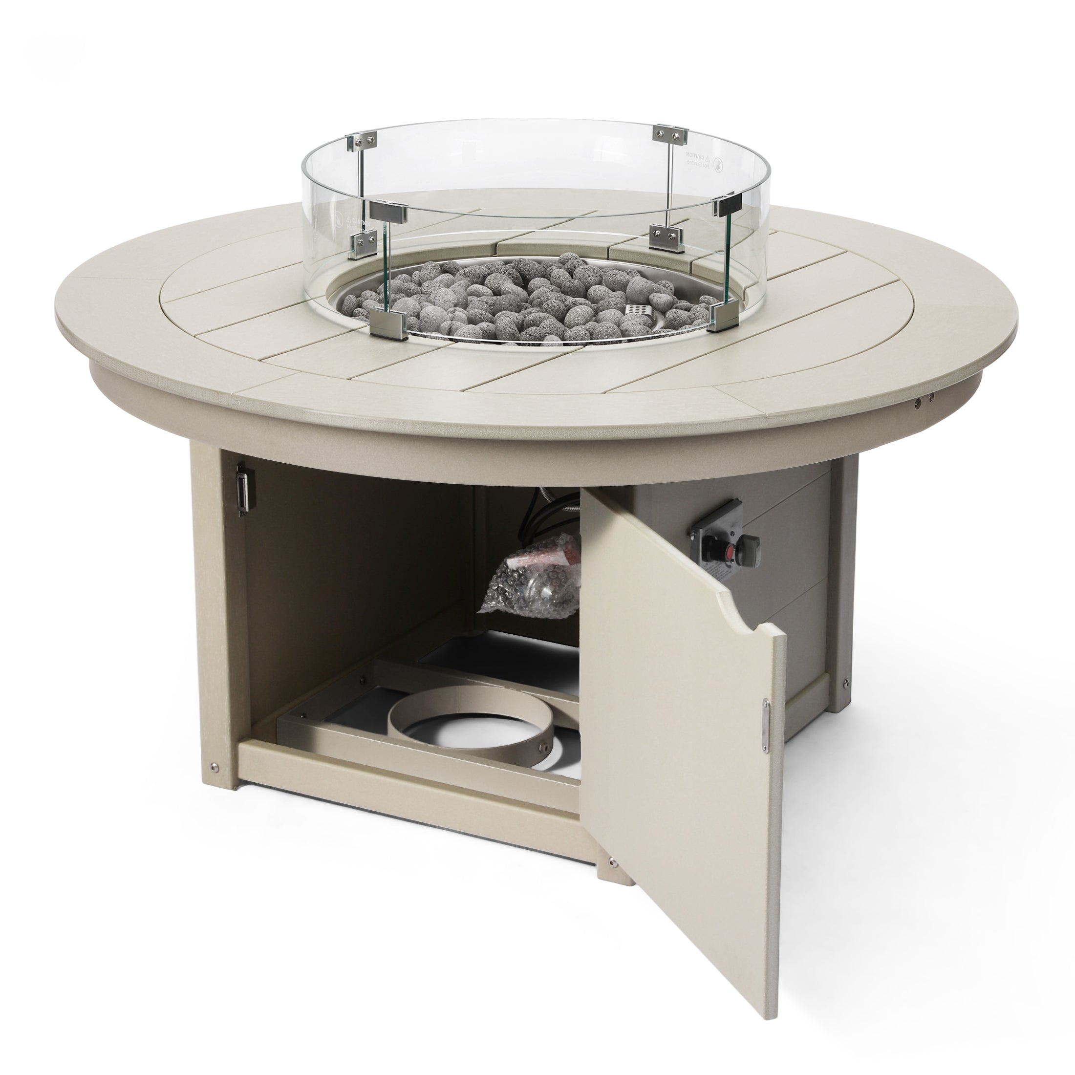Helios 47" Modern Outdoor 55,000 BTU Patio Propane Round Fire Pit Table