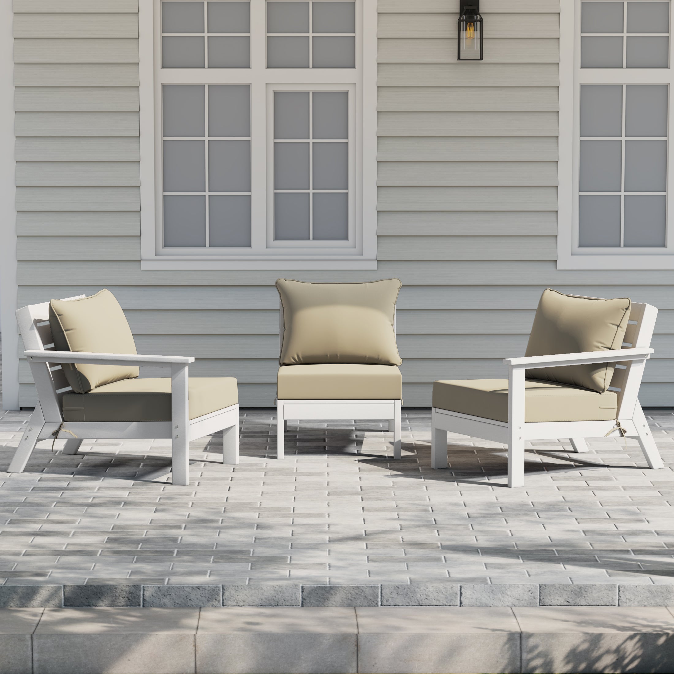 Avalon Outdoor Patio HDPE Sectional Sofa with Patio Cushions