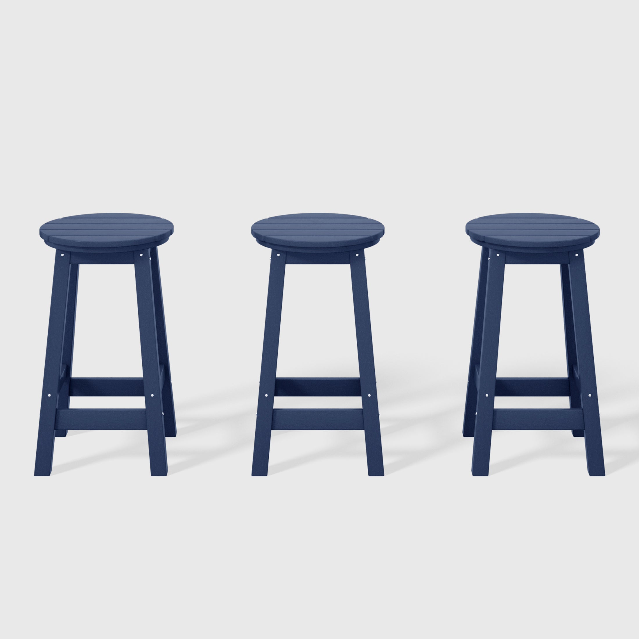 Malibu 24" HDPE Outdoor Patio Round Counter Height Bar Stool Set of 3