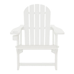 Azura Tool-Free Assembly Outdoor Patio HDPE Plastic Adirondack Chair with Cup Holder