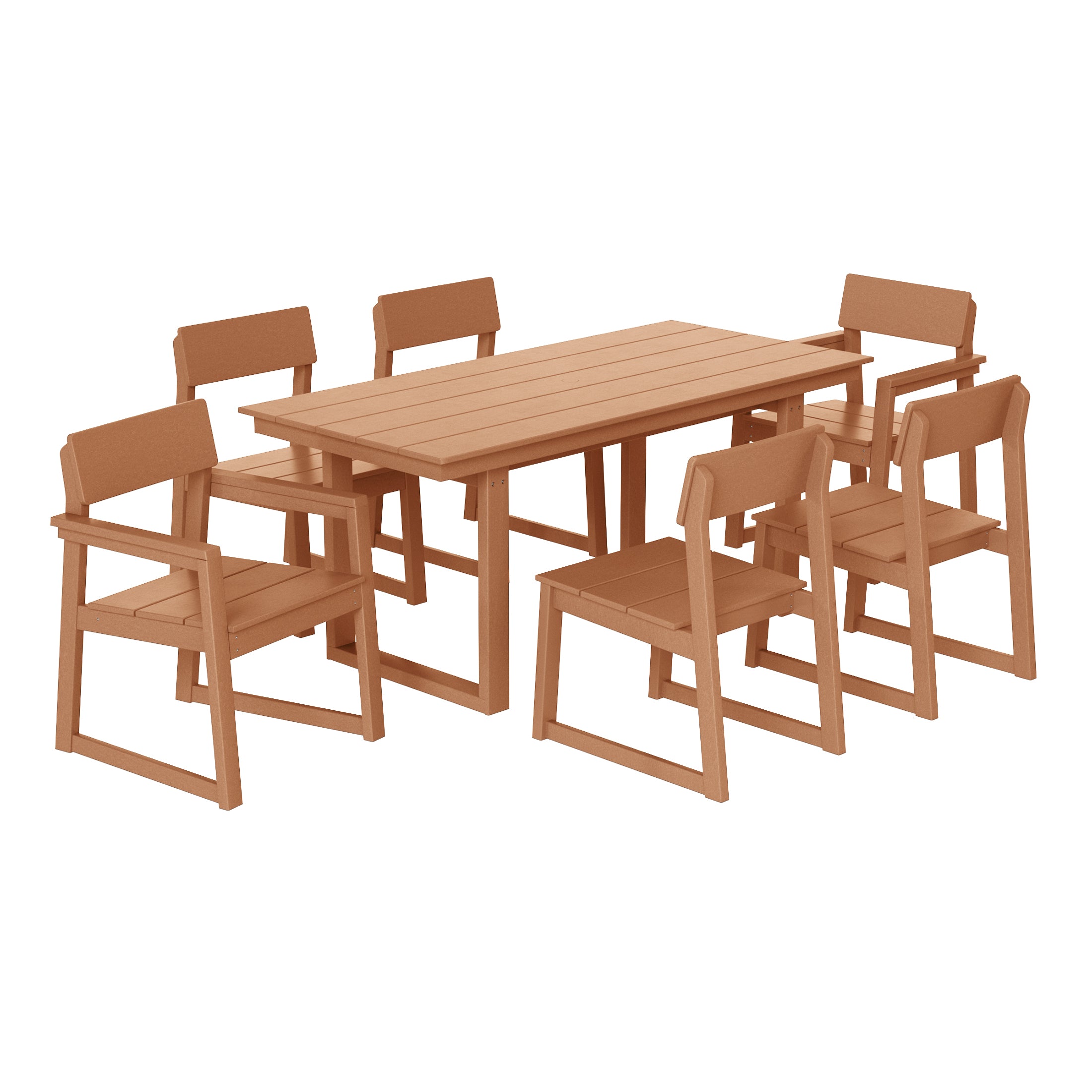 Paloma 7-Piece Modern HDPE Outdoor Patio Dining Table Set With Umbrella Hole