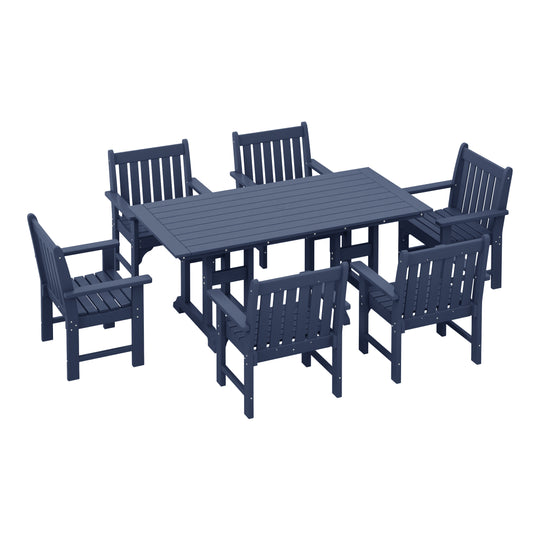 Malibu 7-Piece HDPE Outdoor Dining Patio Table and Chairs Set