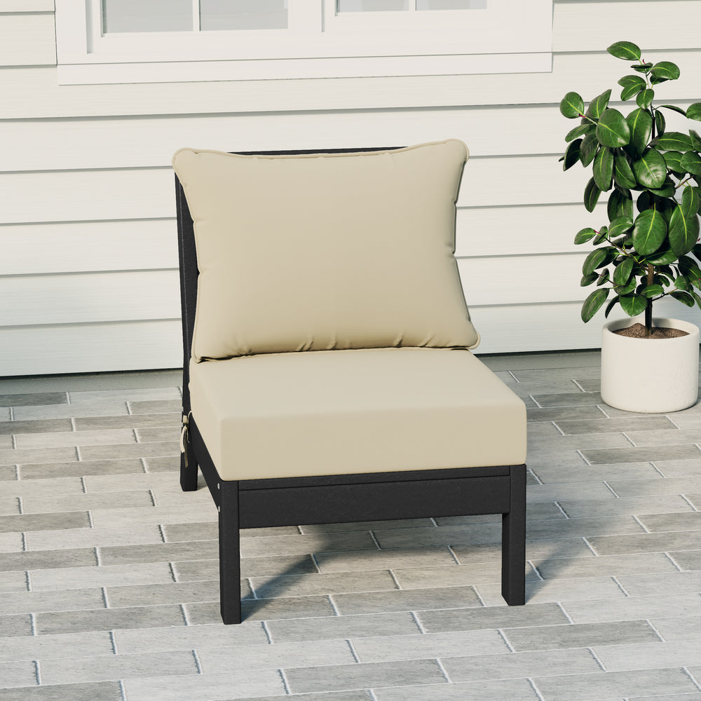 Avalon Outdoor HDPE Deep Seating Modular Armless Patio Chair with Patio Cushions