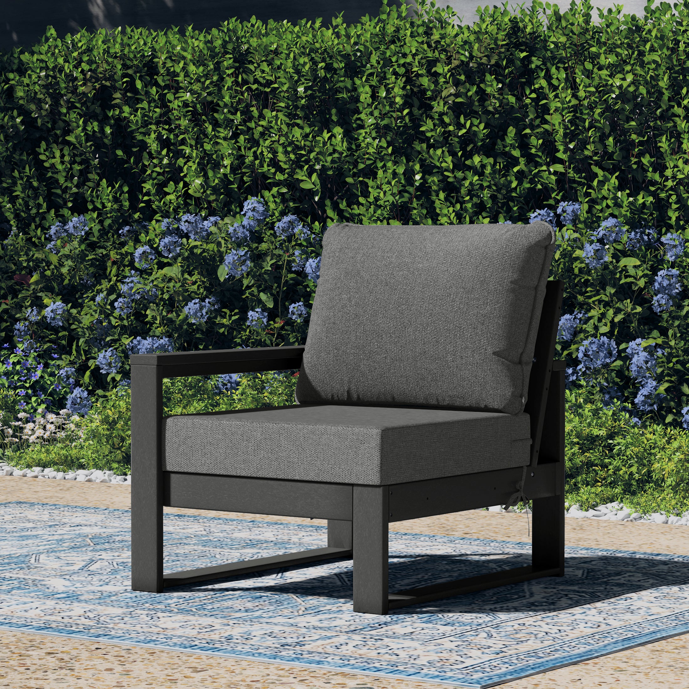 Montara Outdoor HDPE Left Arm Sectional Patio Corner Club Chair with Patio Cushions