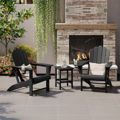 Highland Adirondack chair and table set in Black styled outdoors