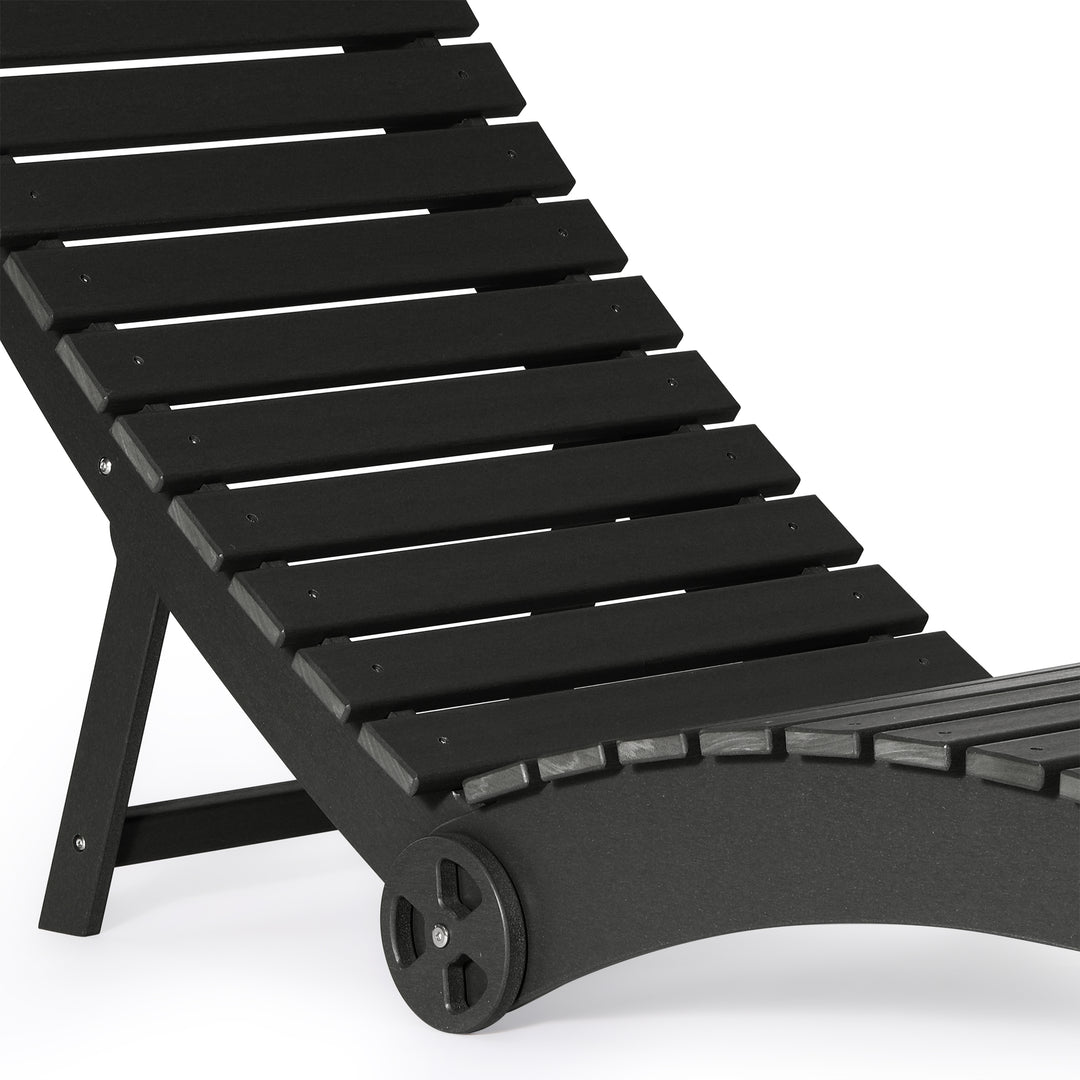 Outdoor HDPE In-Pool Patio Chaise Lounge Chair With Wheels