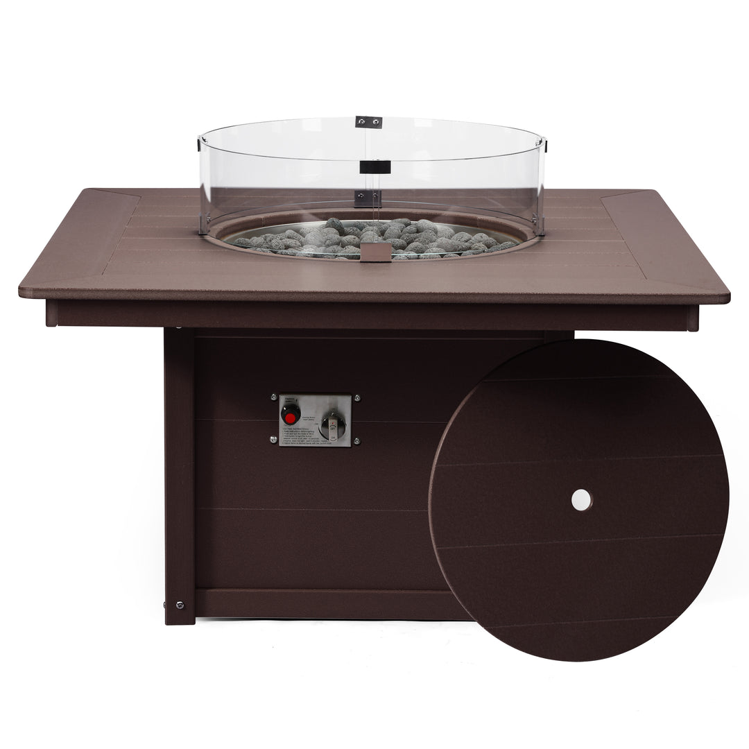 Helios 42" Modern Outdoor Patio Propane Square Fire Pit Table