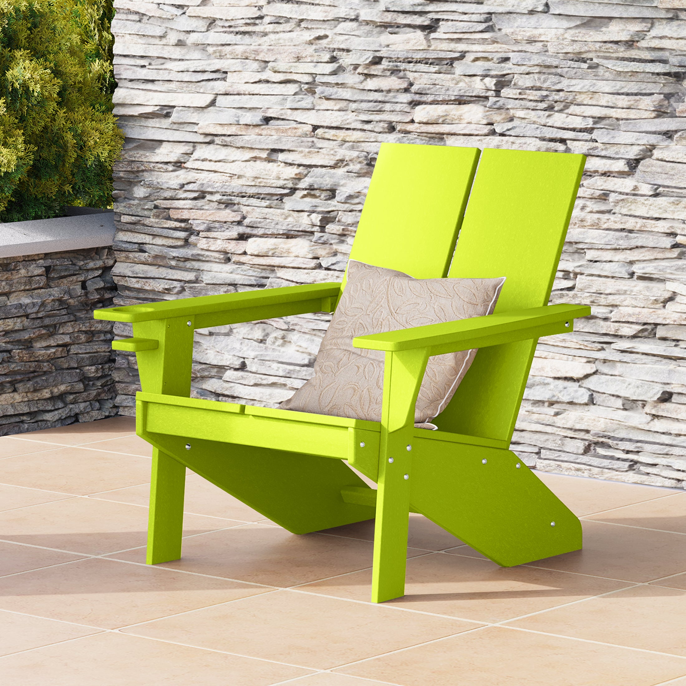 Riviera Outdoor HDPE Modern Adirondack Chair with Cup Holder