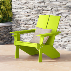 Riviera modern Adirondack chair with cup holder in Lime styled outdoors