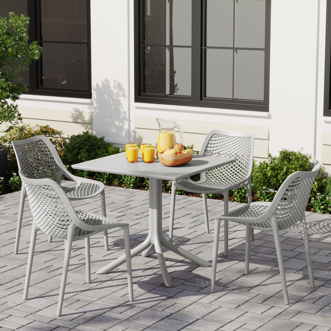 Playa 5-Piece Resin Square Patio Dining Table Set with Stackable Patio Dining Chairs