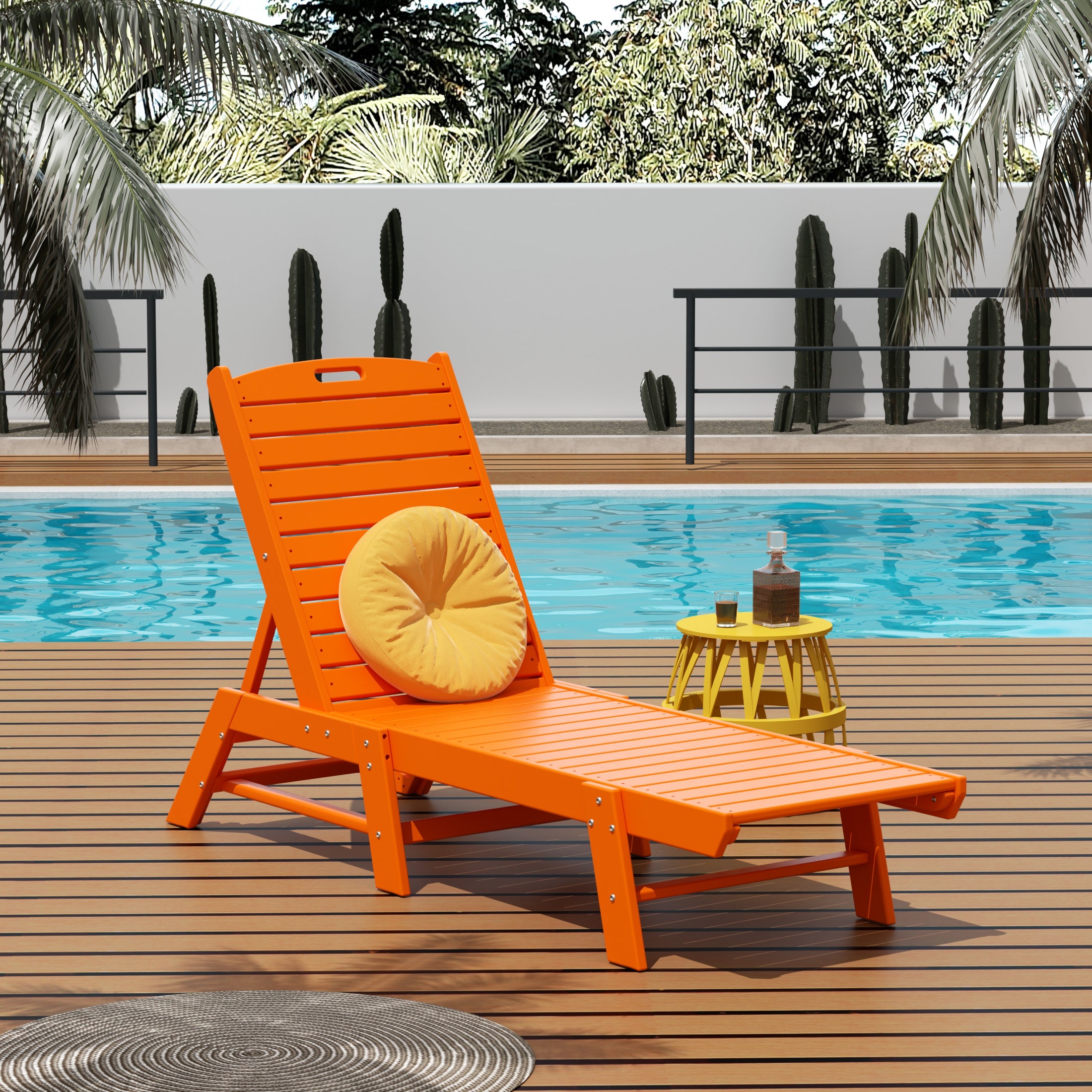Malibu Poly Reclining Outdoor Patio Chaise Lounge Chair Adjustable