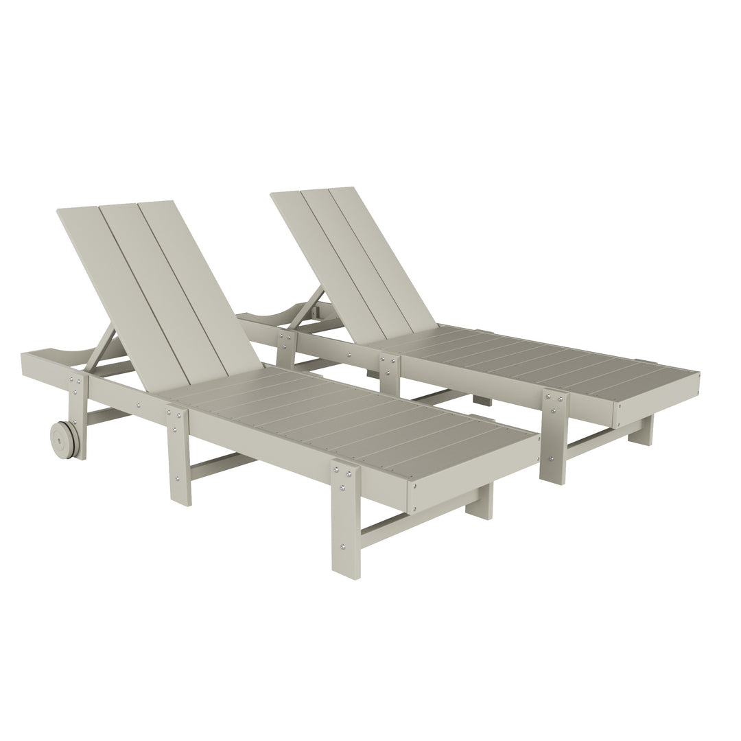 Ashore Modern Poly Reclining Chaise Lounge With Wheels