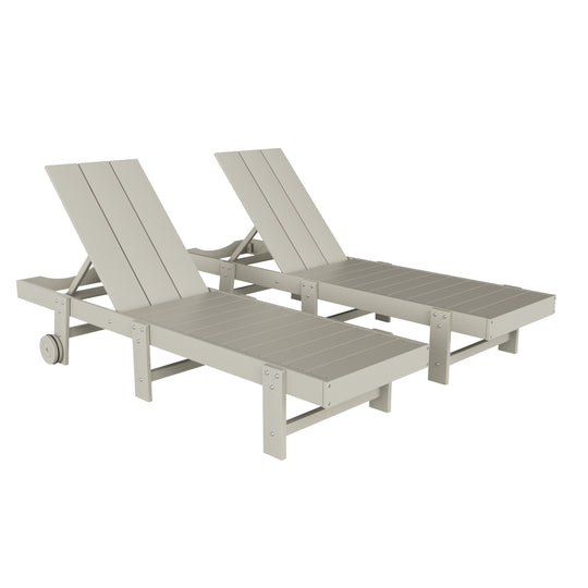 Ashore Modern Poly Reclining Chaise Lounge With Wheels