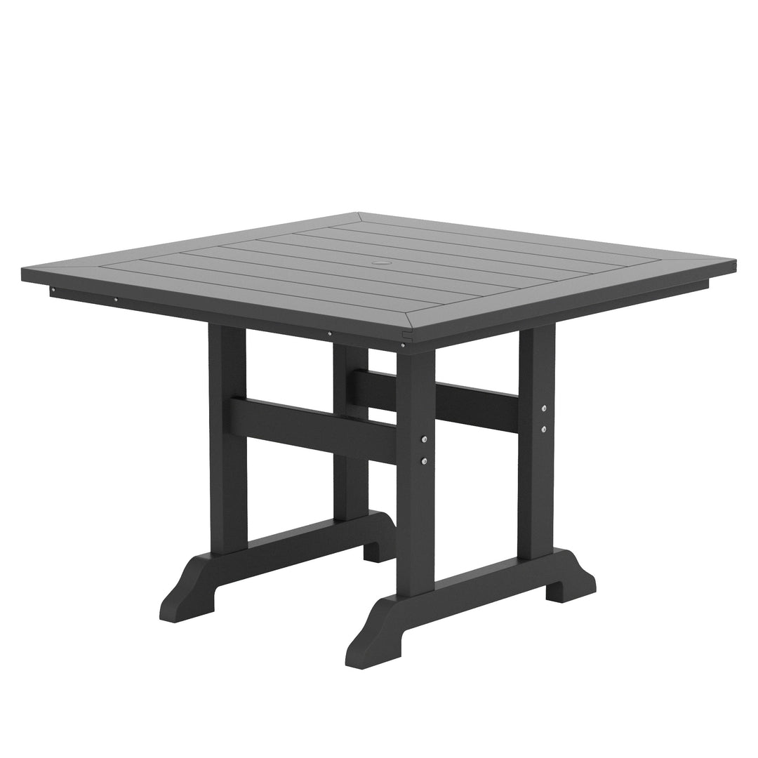 Malibu 5-Piece HDPE Square Patio Dining Table Set with Foldable Chairs