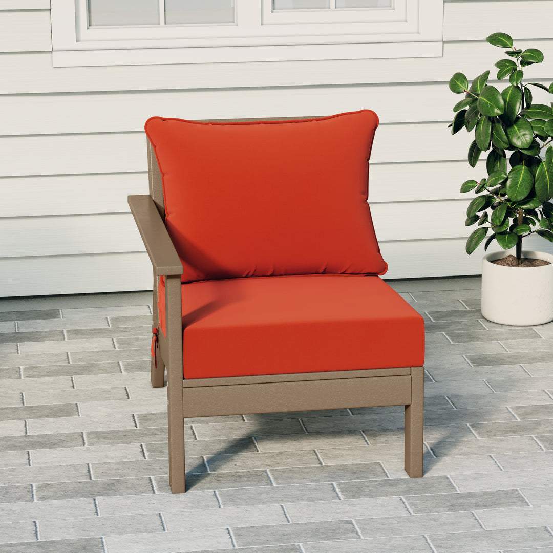 Avalon Outdoor Patio HDPE Left Arm Sectional Corner Club Chair with Patio Cushions