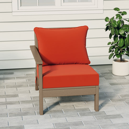 Avalon Outdoor Patio HDPE Left Arm Sectional Corner Club Chair with Patio Cushions