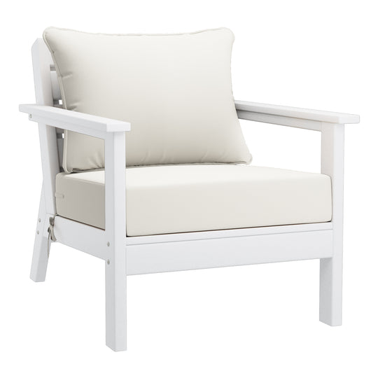 Avalon Outdoor Modern HDPE Patio Club Chairs with Deep Seat Cushions (Set of 2)