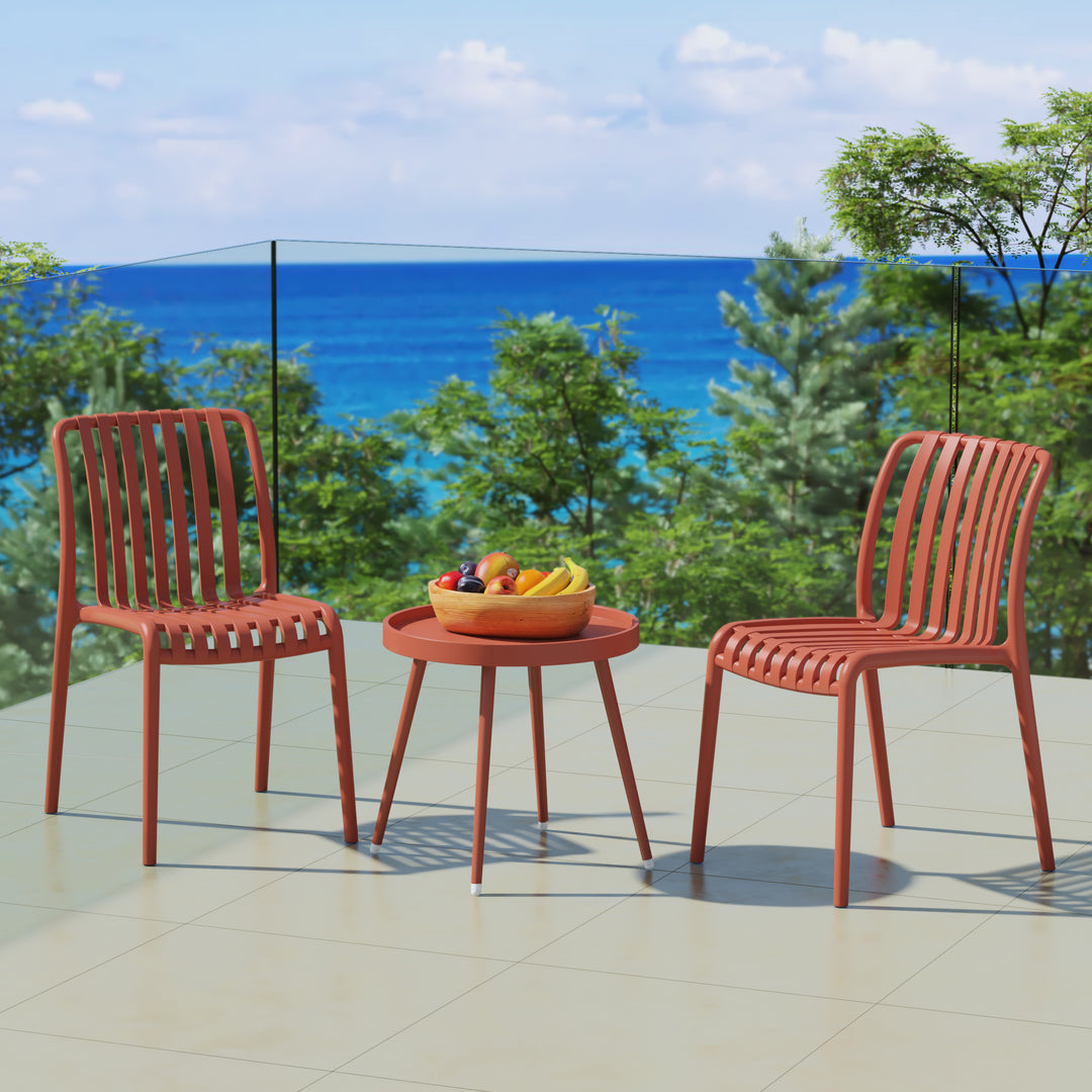 Playa 3-Piece Outdoor Patio Bistro Balcony Furniture Set With Stackable Chairs