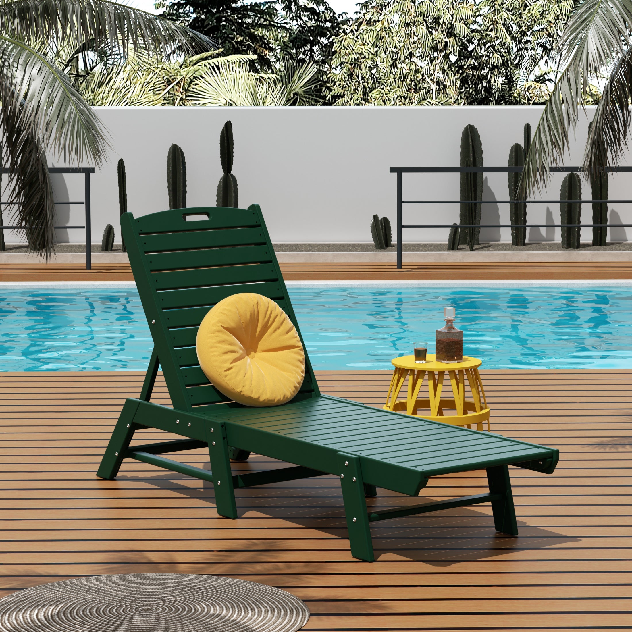 Malibu Poly Reclining Outdoor Patio Chaise Lounge Chair Adjustable