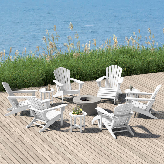 Dylan 12 Piece Outdoor Adirondack Chair With Ottoman And Side Table