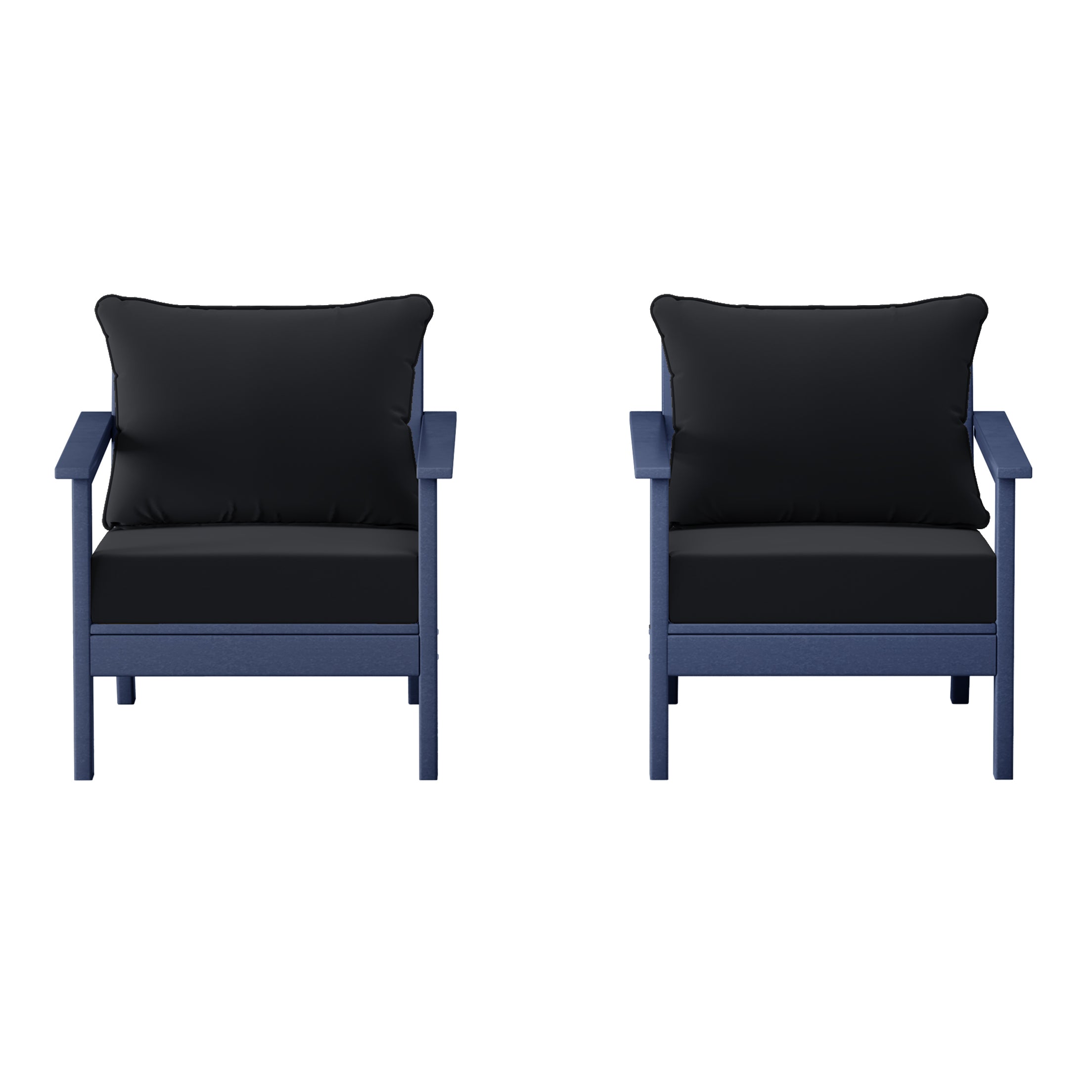 Avalon Outdoor Modern HDPE Patio Club Chairs with Deep Seat Cushions (Set of 2)