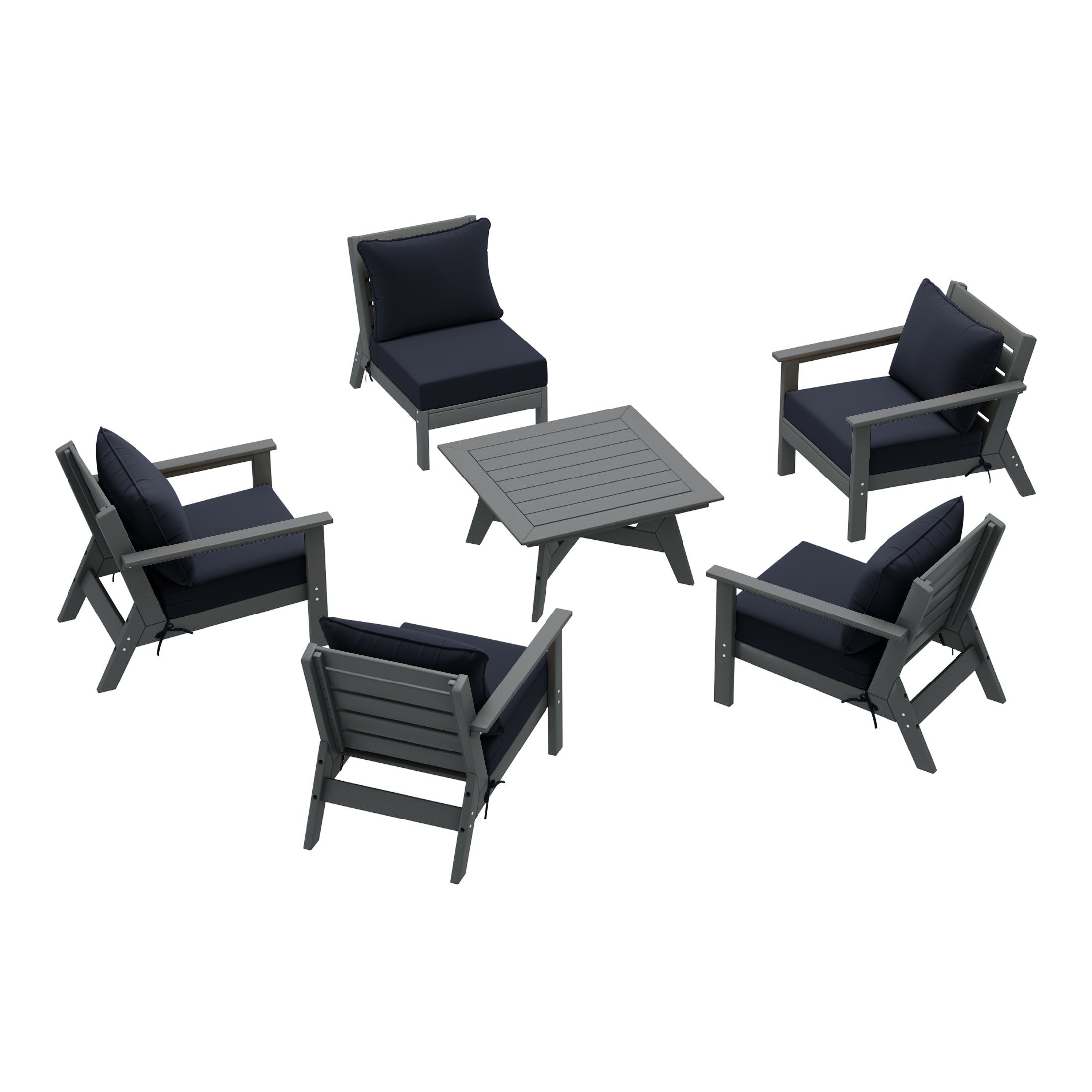 Avalon Outdoor 6-Piece Modular Sectional Patio Furniture Sofa Set in Gray Frame