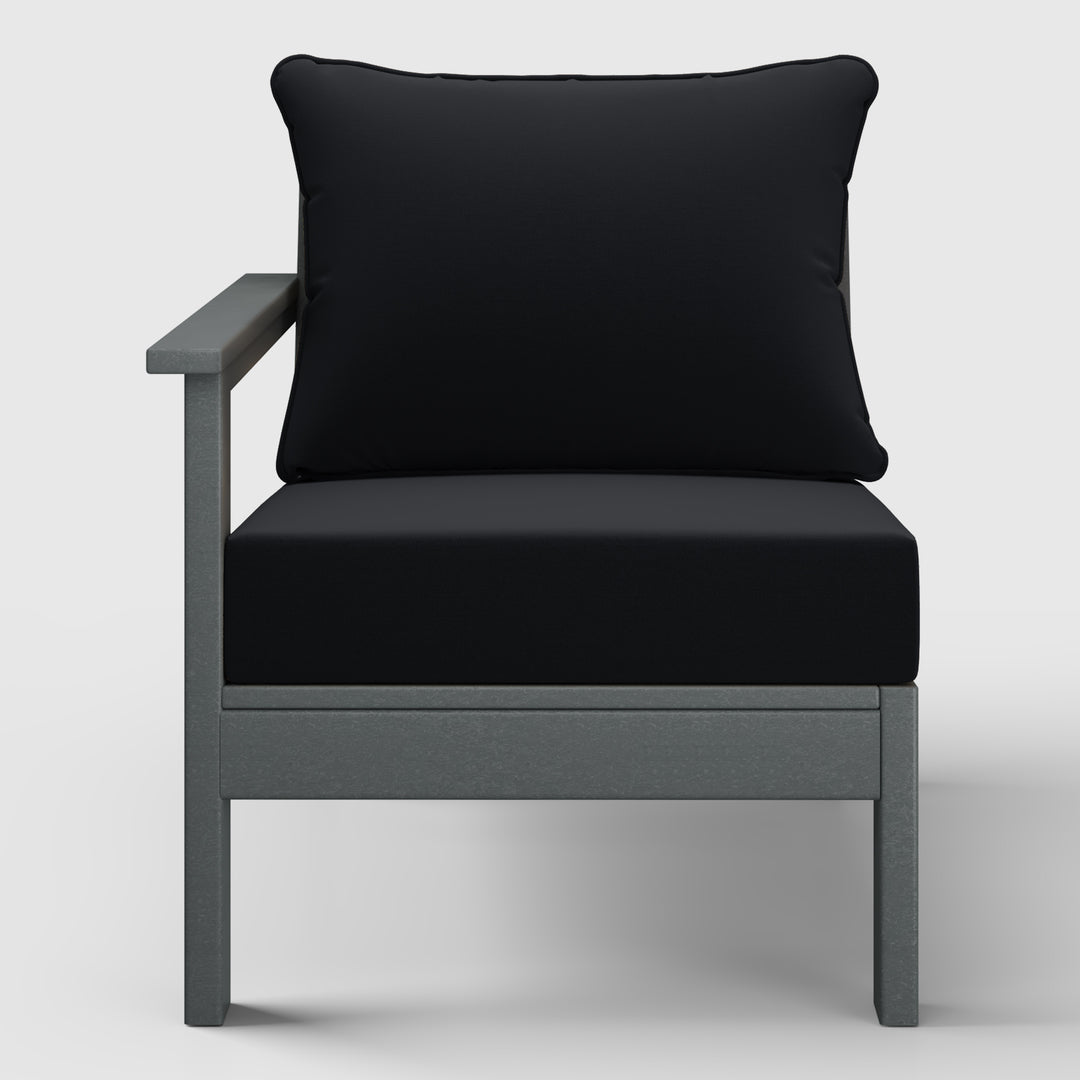 Avalon Outdoor Patio HDPE Left Arm Sectional Corner Club Chair with Patio Cushions
