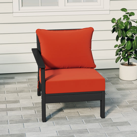 Avalon Outdoor Patio HDPE Left Arm Sectional Corner Club Chair with Patio Cushions